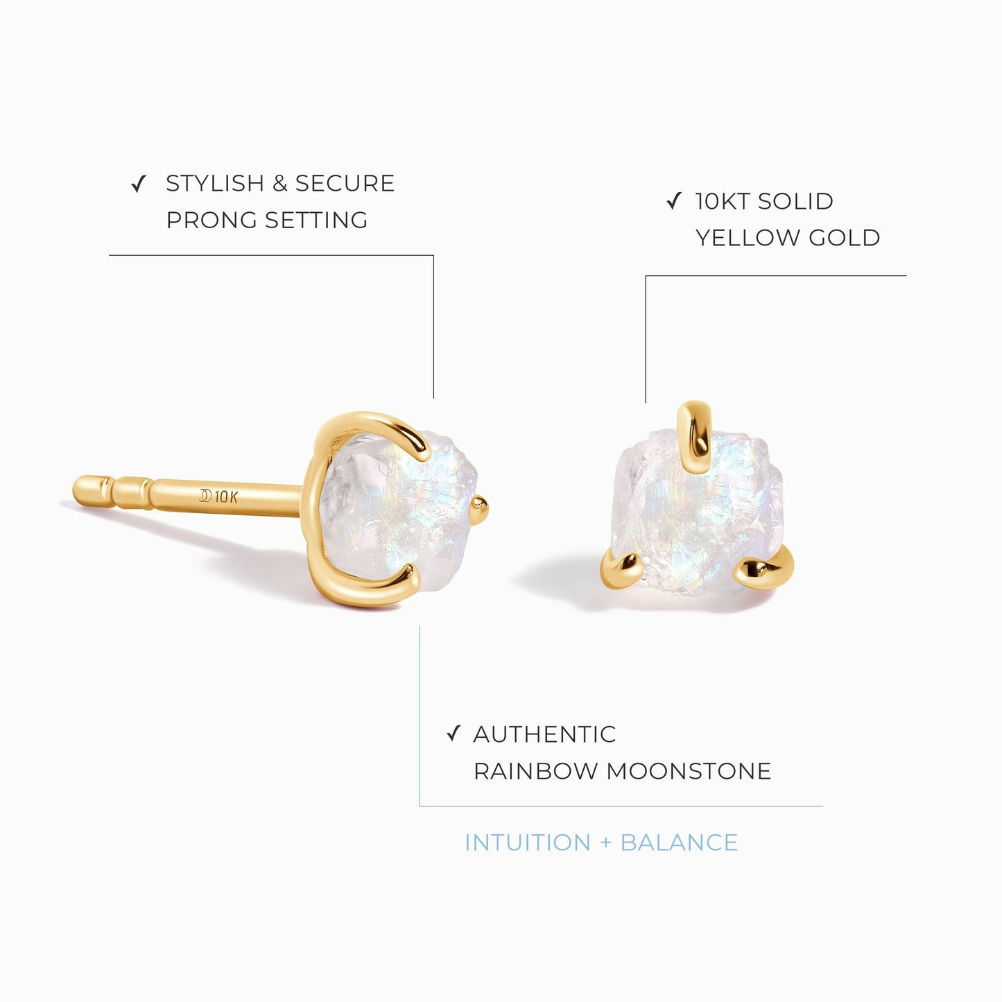 Boucles d'oreilles en pierre de lune brute - Uniques
