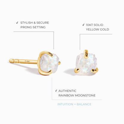 Boucles d'oreilles en pierre de lune brute - Uniques