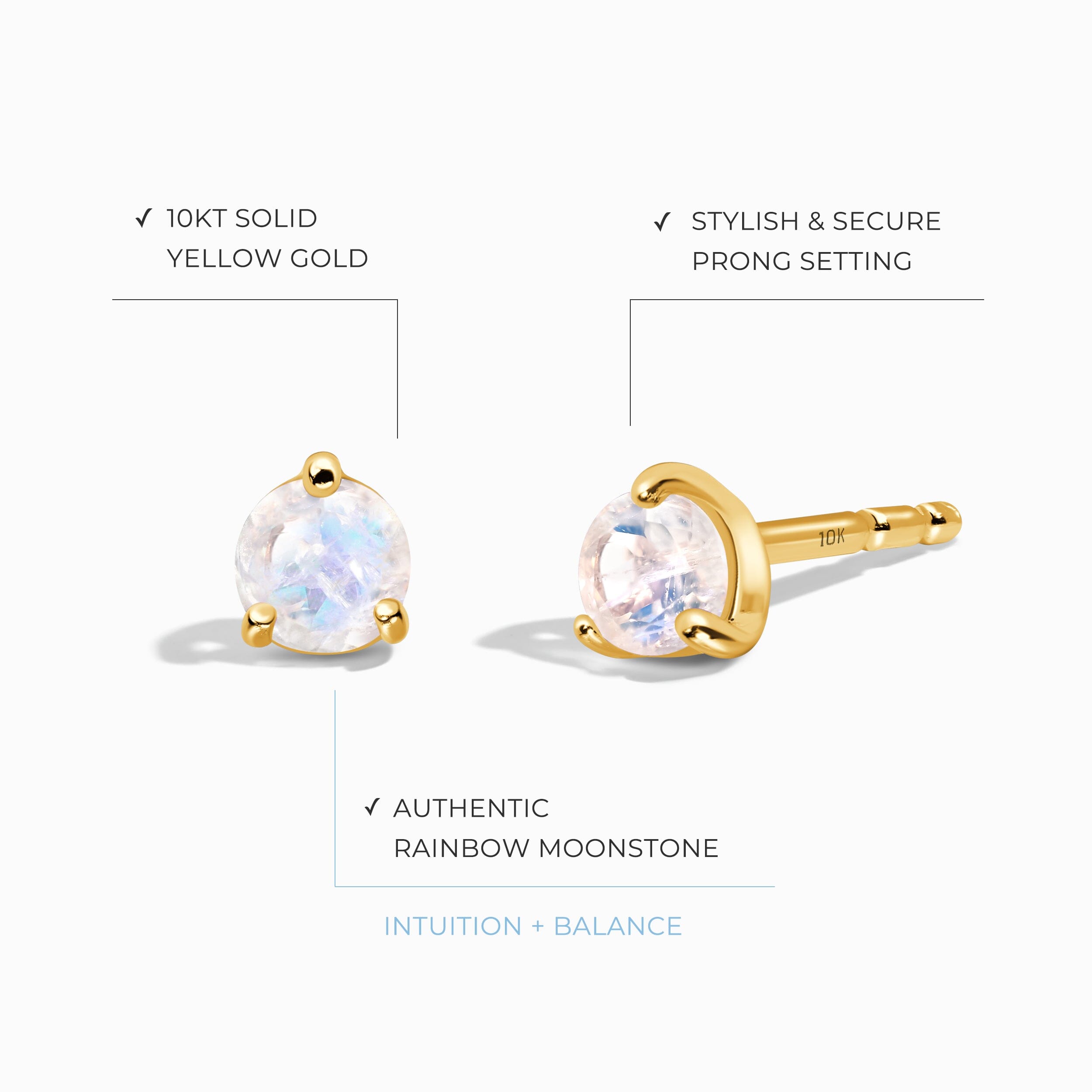 Moonstone Round Studs - June Birthstone