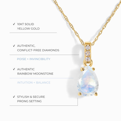 Collier en pierre de lune et diamants Sway - Pierre de naissance de juin