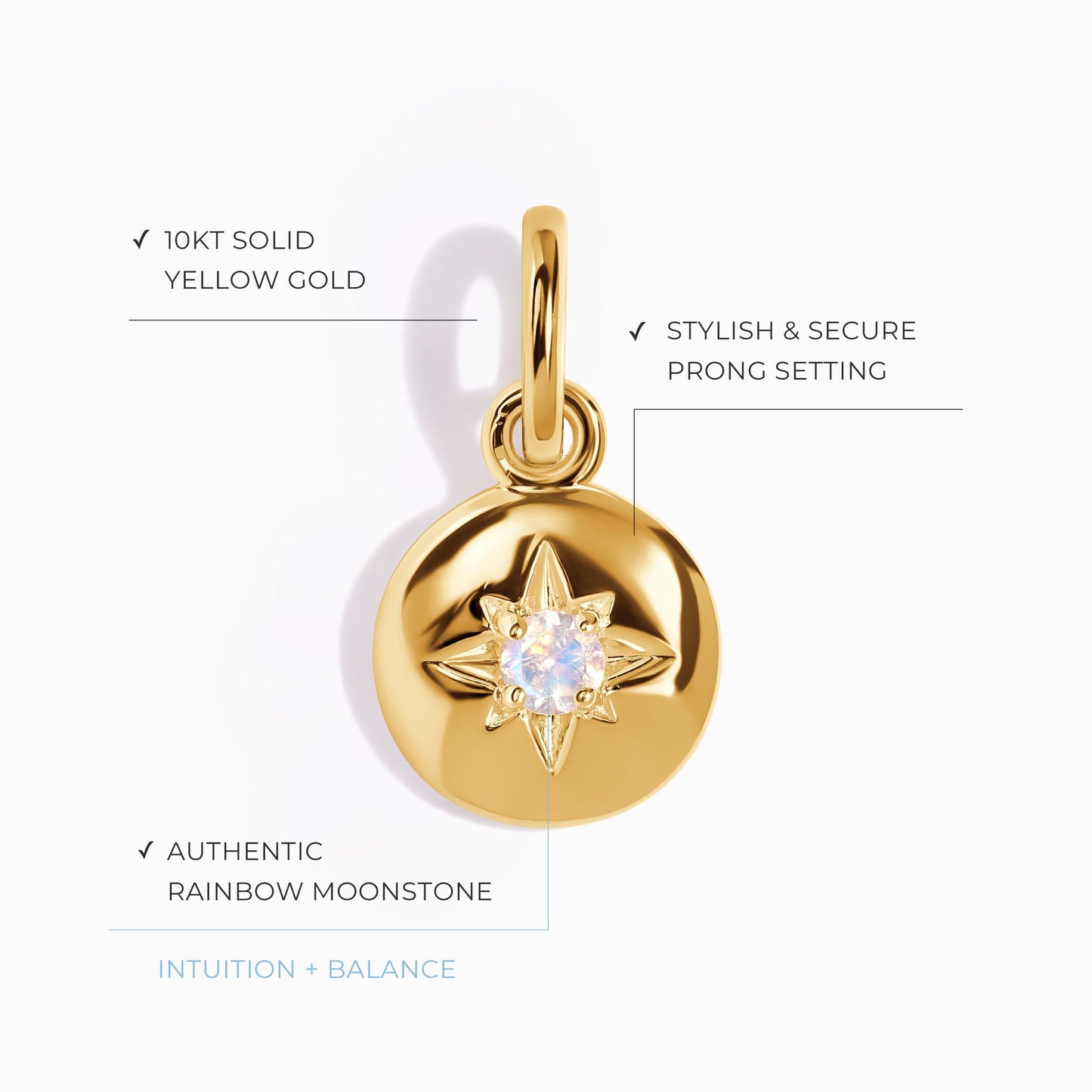 Pendentif Pierre de Lune - Étoile du Nord
