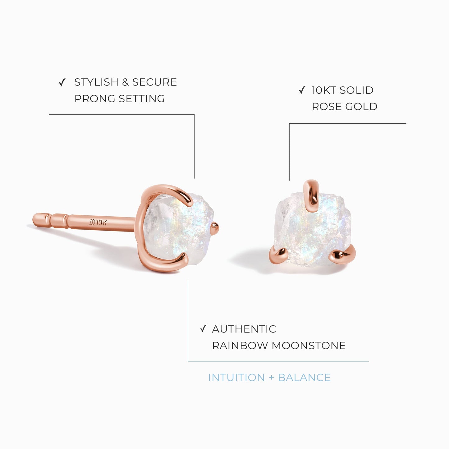 Boucles d'oreilles en pierre de lune brute - Uniques