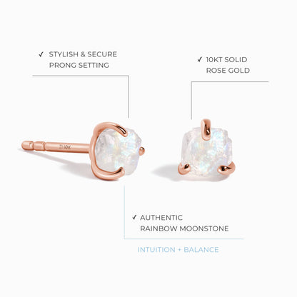 Boucles d'oreilles en pierre de lune brute - Uniques