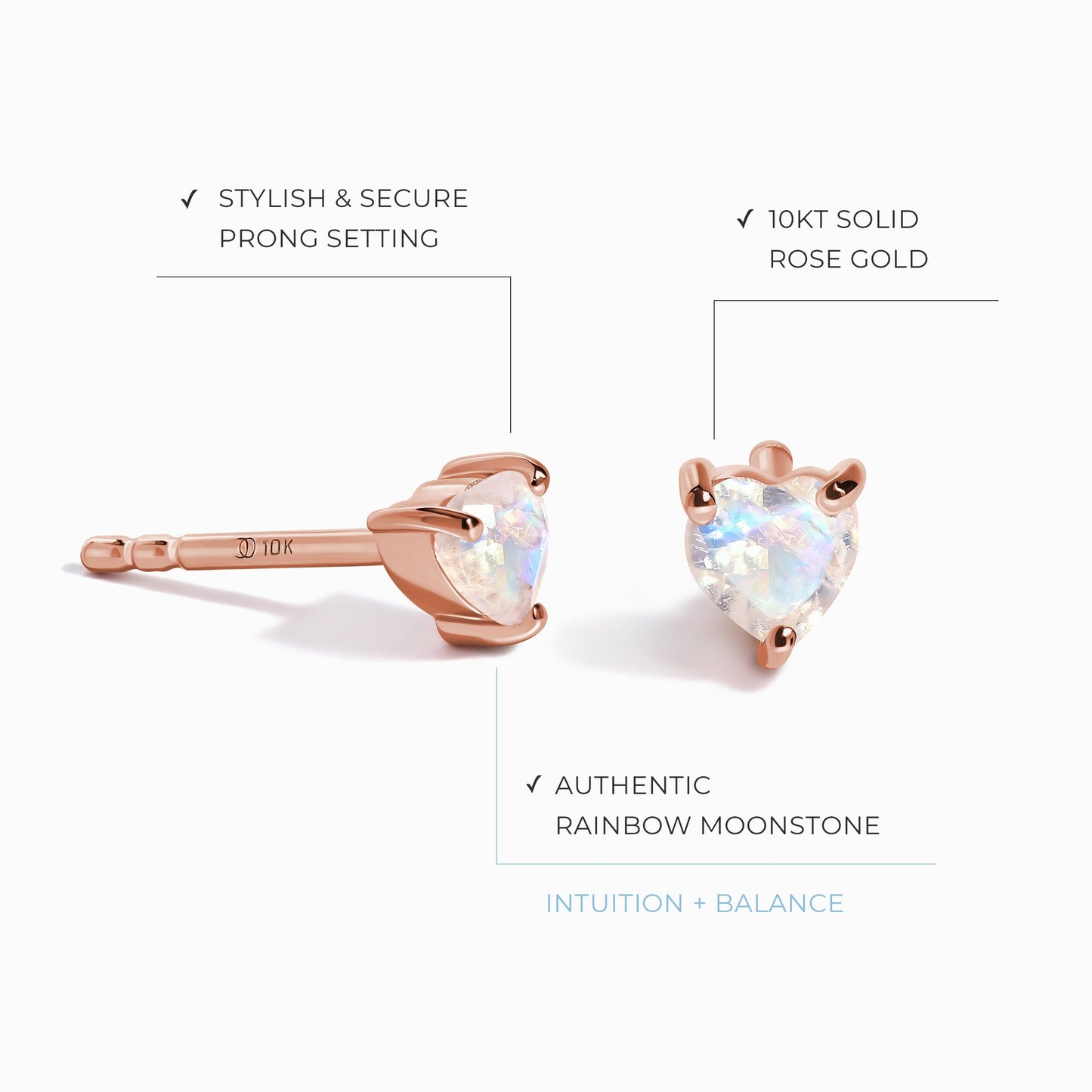 Boucles d'oreilles en pierre de lune - Amour