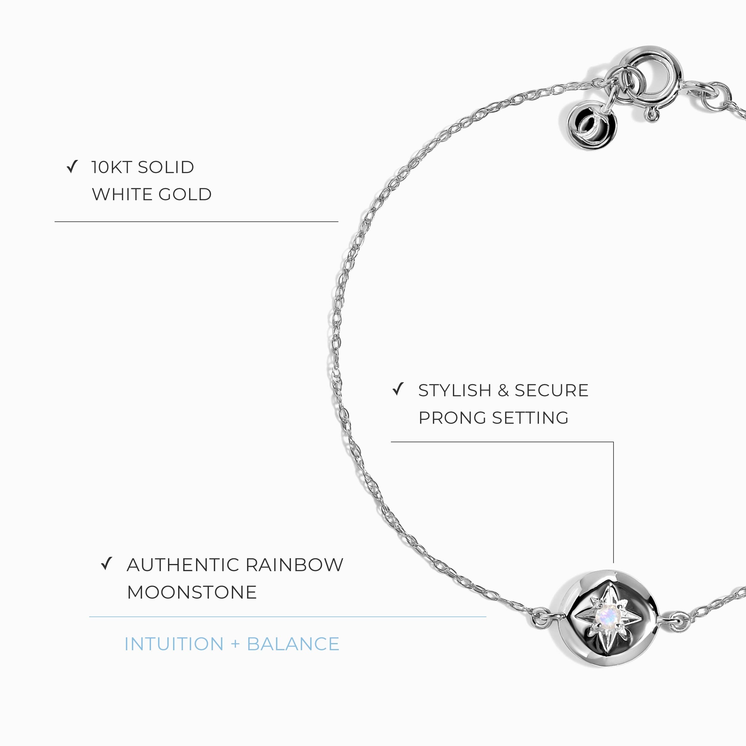 Kids Moonstone Bracelet - North Star