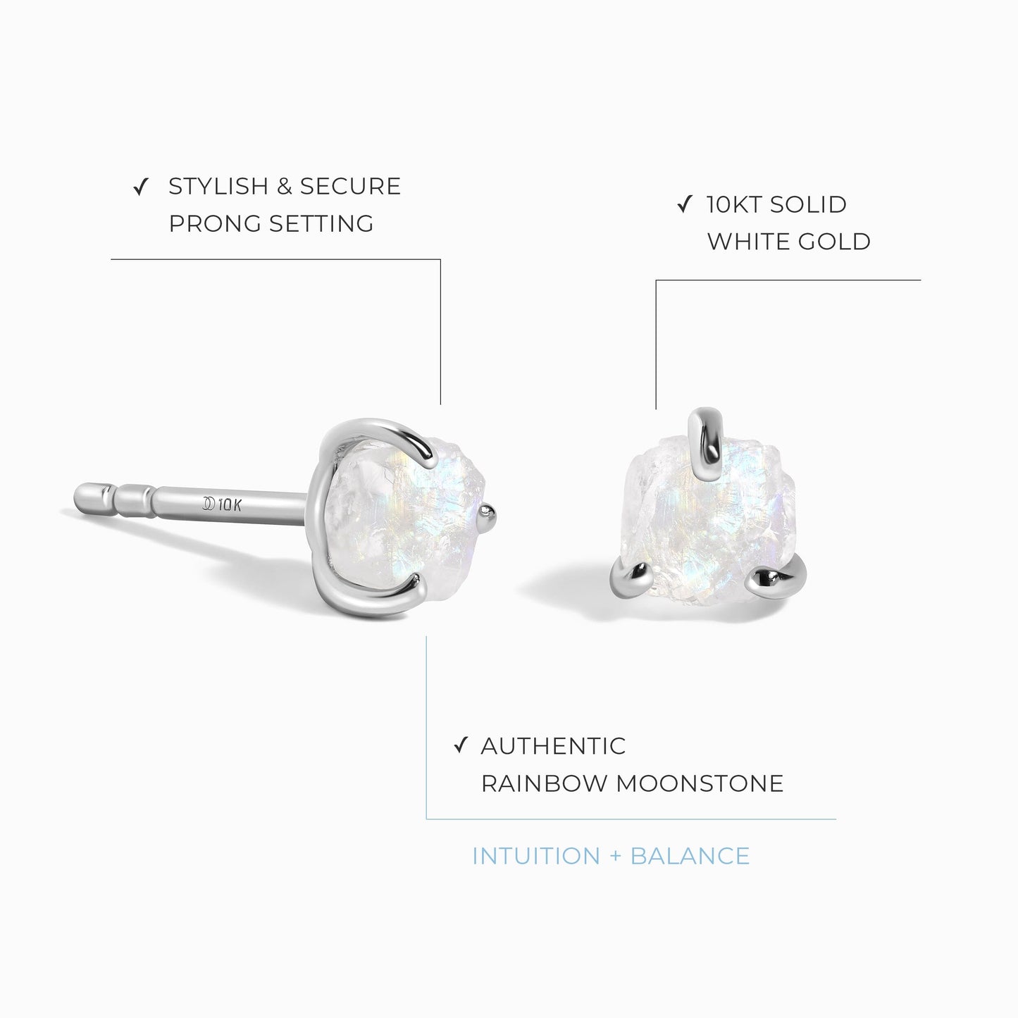 Boucles d'oreilles en pierre de lune brute - Uniques