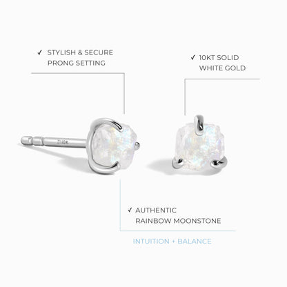 Boucles d'oreilles en pierre de lune brute - Uniques