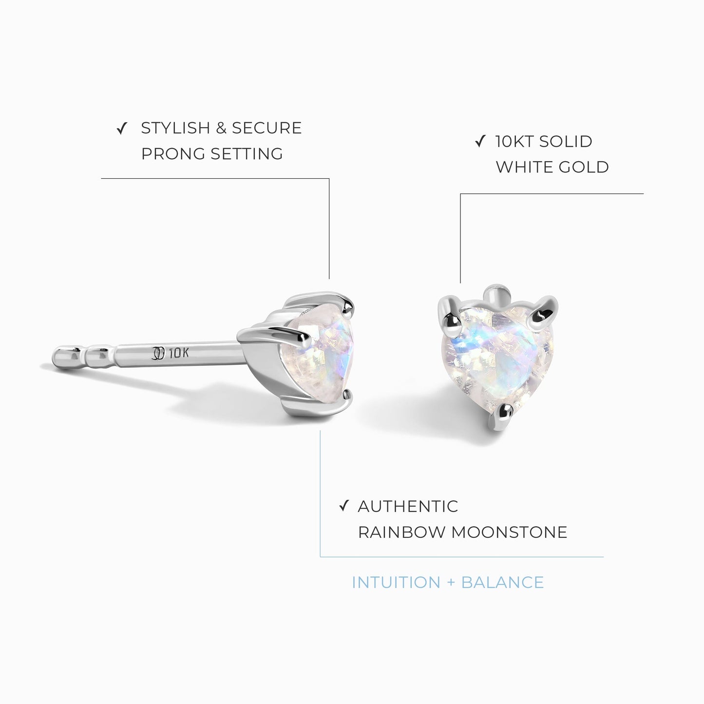 Boucles d'oreilles en pierre de lune - Amour