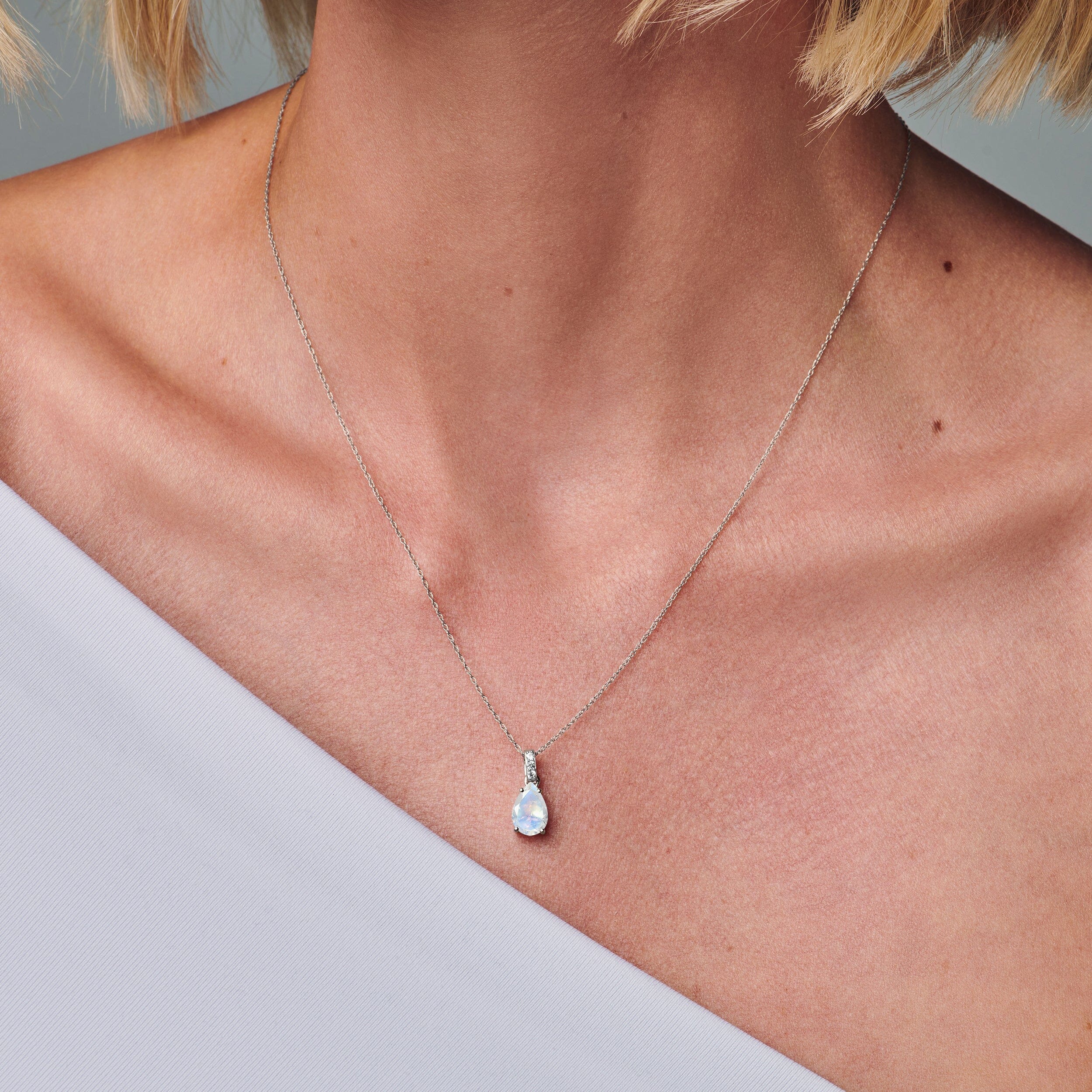 Moonstone Diamond Necklace Sway - June Birthstone