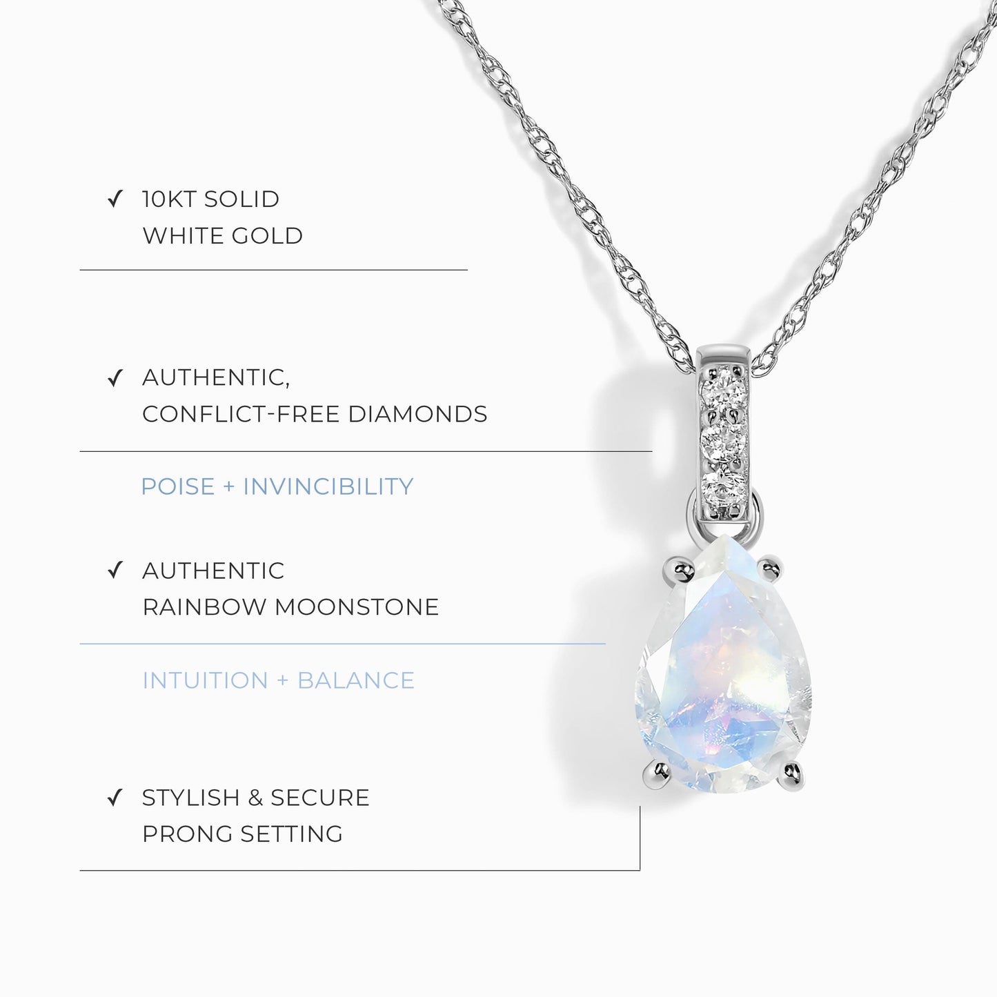 Collier en pierre de lune et diamants Sway - Pierre de naissance de juin