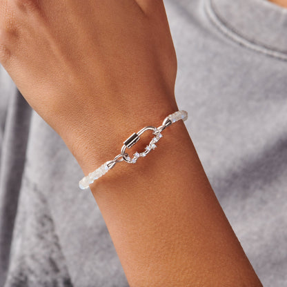 Bracelet en perles de pierre de lune - Prêt à être verrouillé