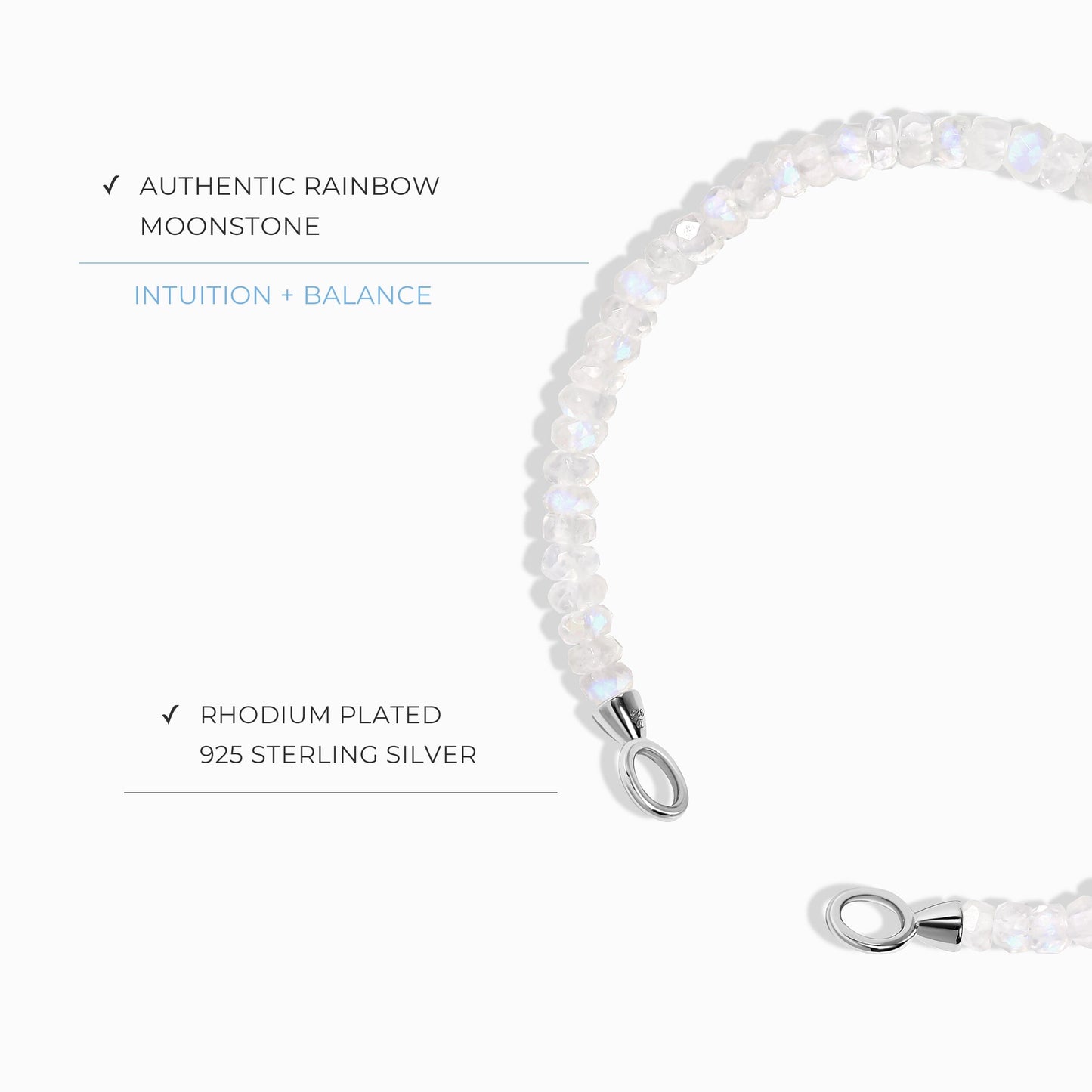 Bracelet en perles de pierre de lune - Prêt à être verrouillé