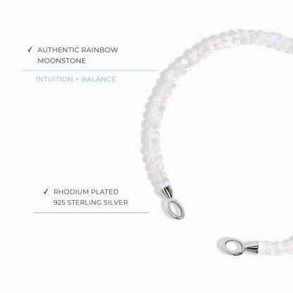 Bracelet en perles de pierre de lune - Prêt à être verrouillé