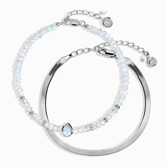 Bracelet empilable en pierre de lune et chevrons - Intuitive Spirit