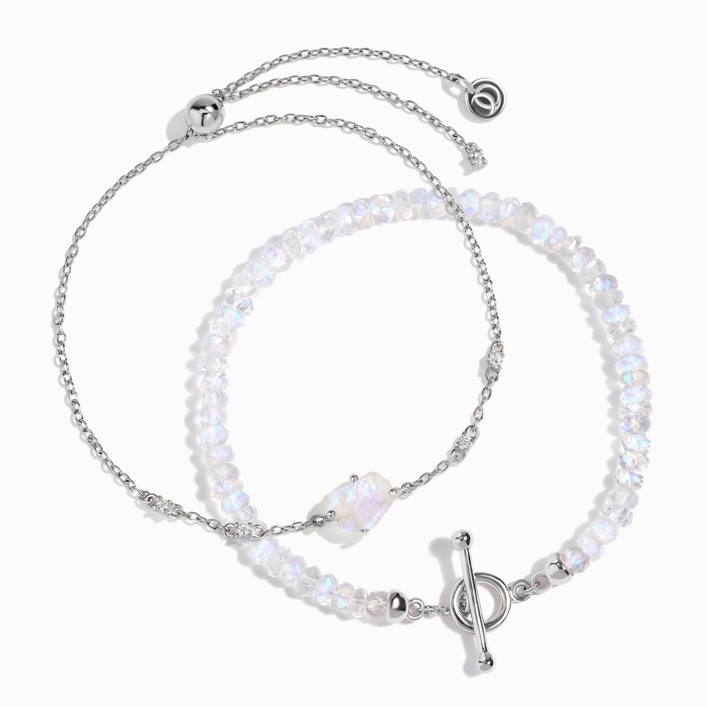 Pile de bracelets en pierre de lune – Énergie brute de la déesse