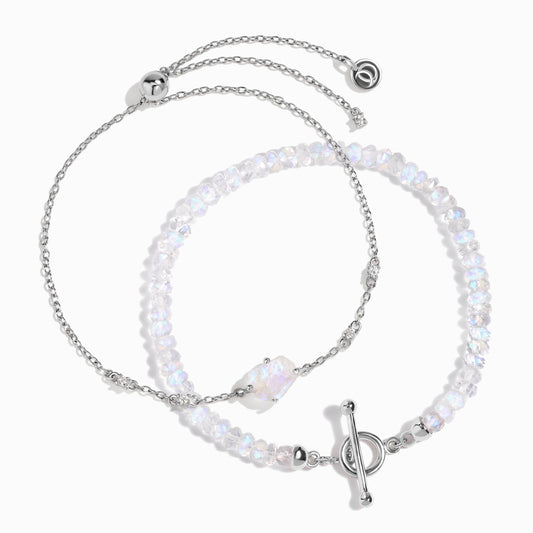 Pile de bracelets en pierre de lune – Énergie brute de la déesse