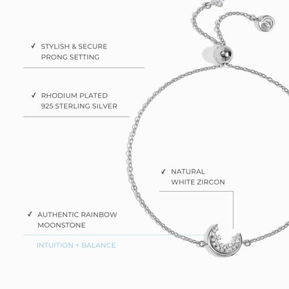 Bracelet en pierre de lune et zircon blanc - Lush Luna