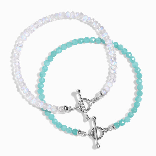 Bracelet empilable en pierre de lune et amazonite - Abondance