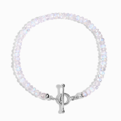 Bracelet de perles en pierre de lune arc-en-ciel avec fermoir en T - Augmentez vos vibrations