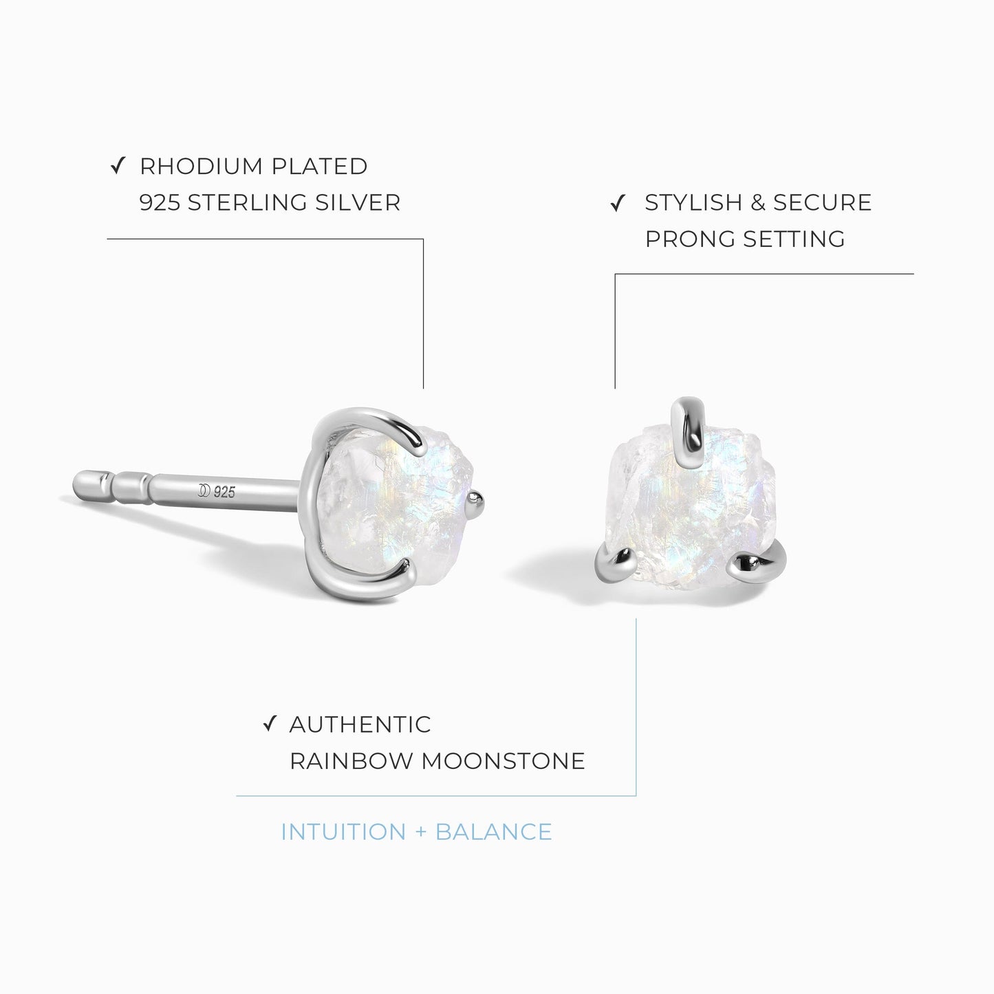 Boucles d'oreilles en pierre de lune brute - Uniques