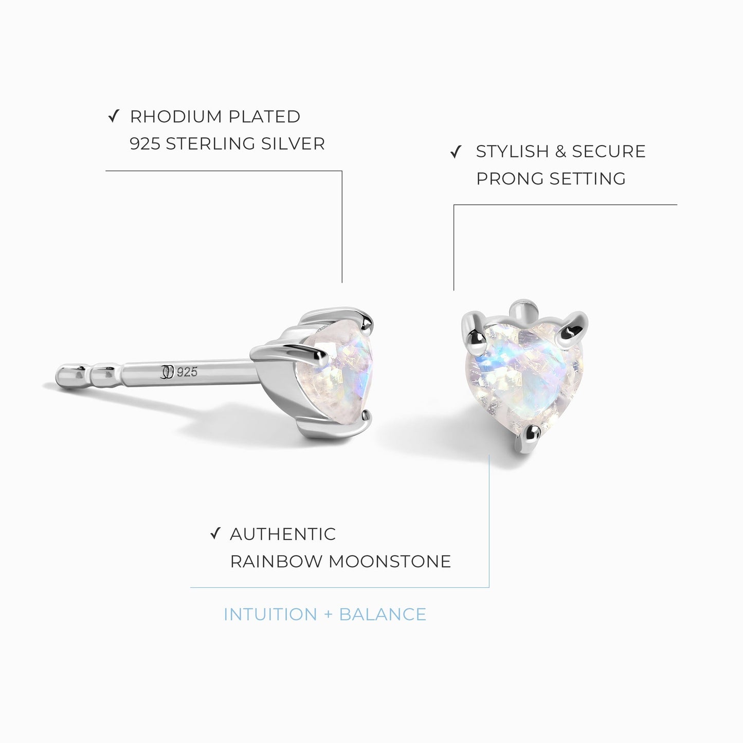 Boucles d'oreilles en pierre de lune - Amour