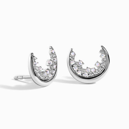 Boucles d'oreilles en pierre de lune et zircon blanc - Clous Lush Luna