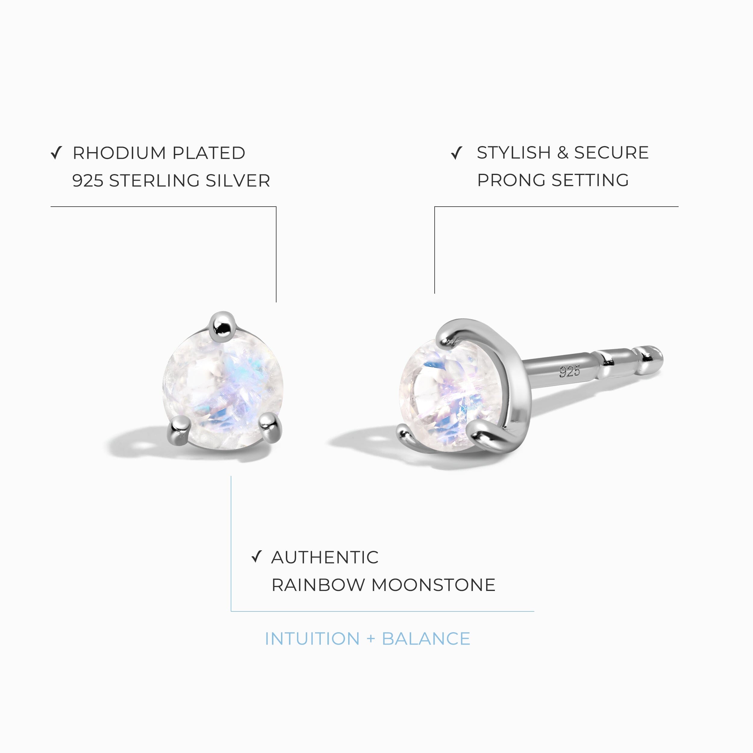 Moonstone Round Studs - June Birthstone