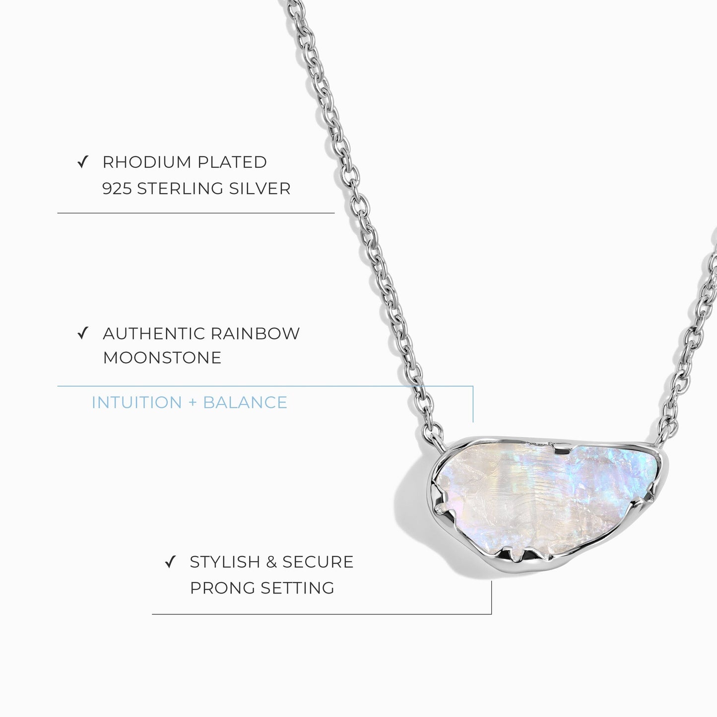 Collier en cristal brut - Pierre de lune sacrée