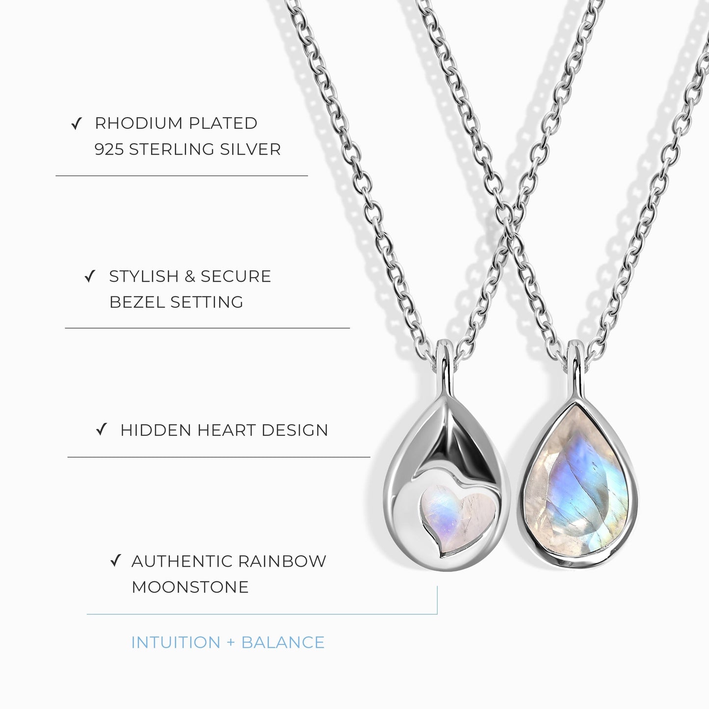 Collier Pierre de Lune - Cœur Caché