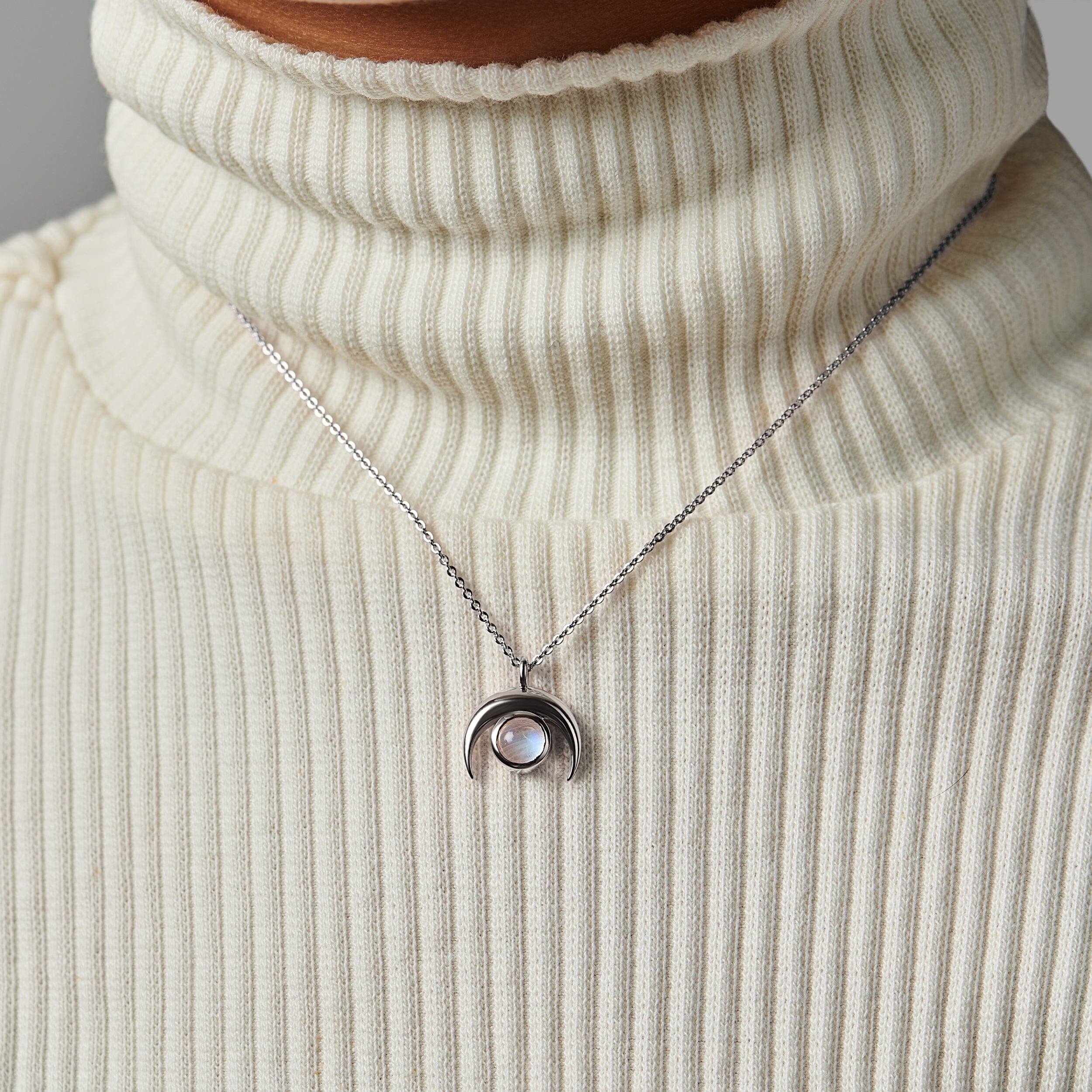 Kids Moonstone Necklace - Crescent Moon Mini