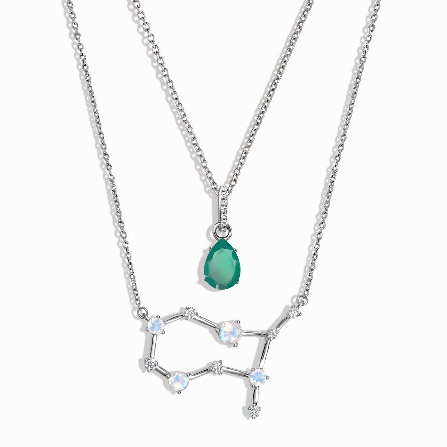 Constellation du zodiaque des Gémeaux et onyx vert