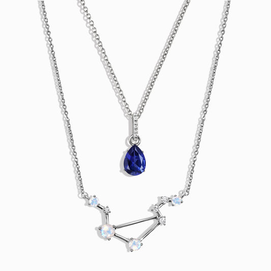 Collier constellation du zodiaque Balance et saphir bleu