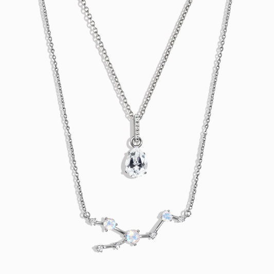 Collier constellation du zodiaque Taureau et topaze blanche