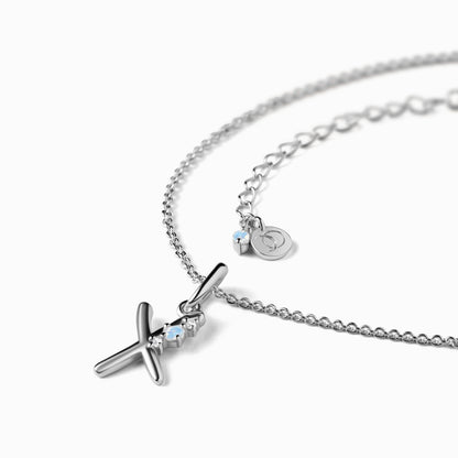 Collier en pierre de lune - Lettre porte-bonheur X 