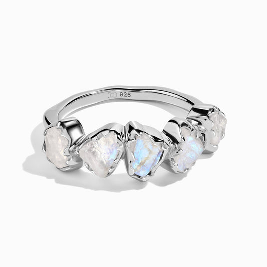 Bague en cristal brut - Pierre de lune illuminée