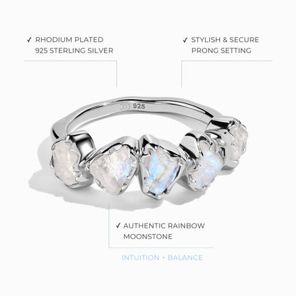 Bague en cristal brut - Pierre de lune illuminée