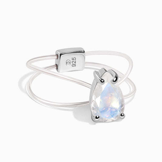 Bague en pierre de lune flottante - Pierre de naissance de juin