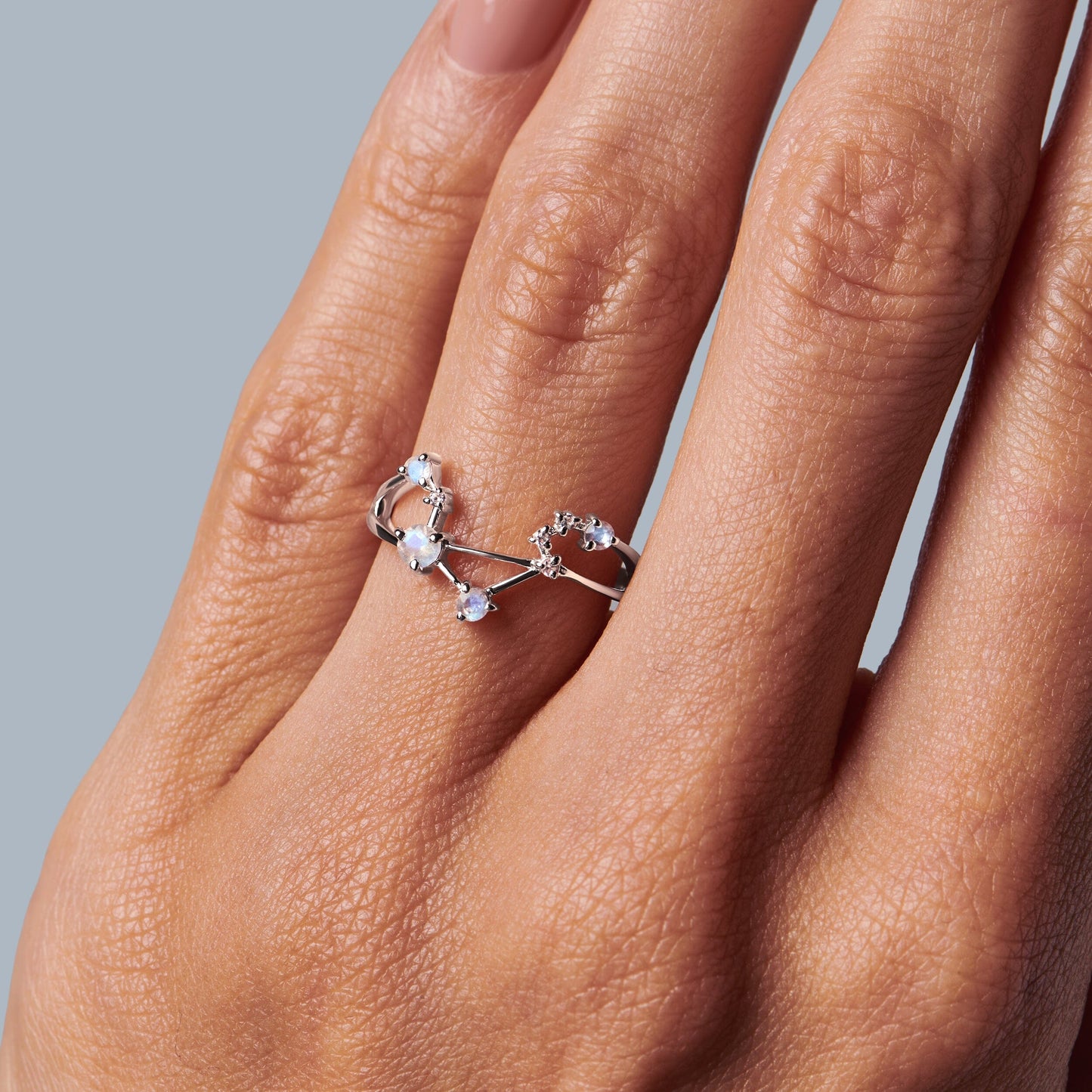 Bague en pierre de lune - Constellation du zodiaque Balance