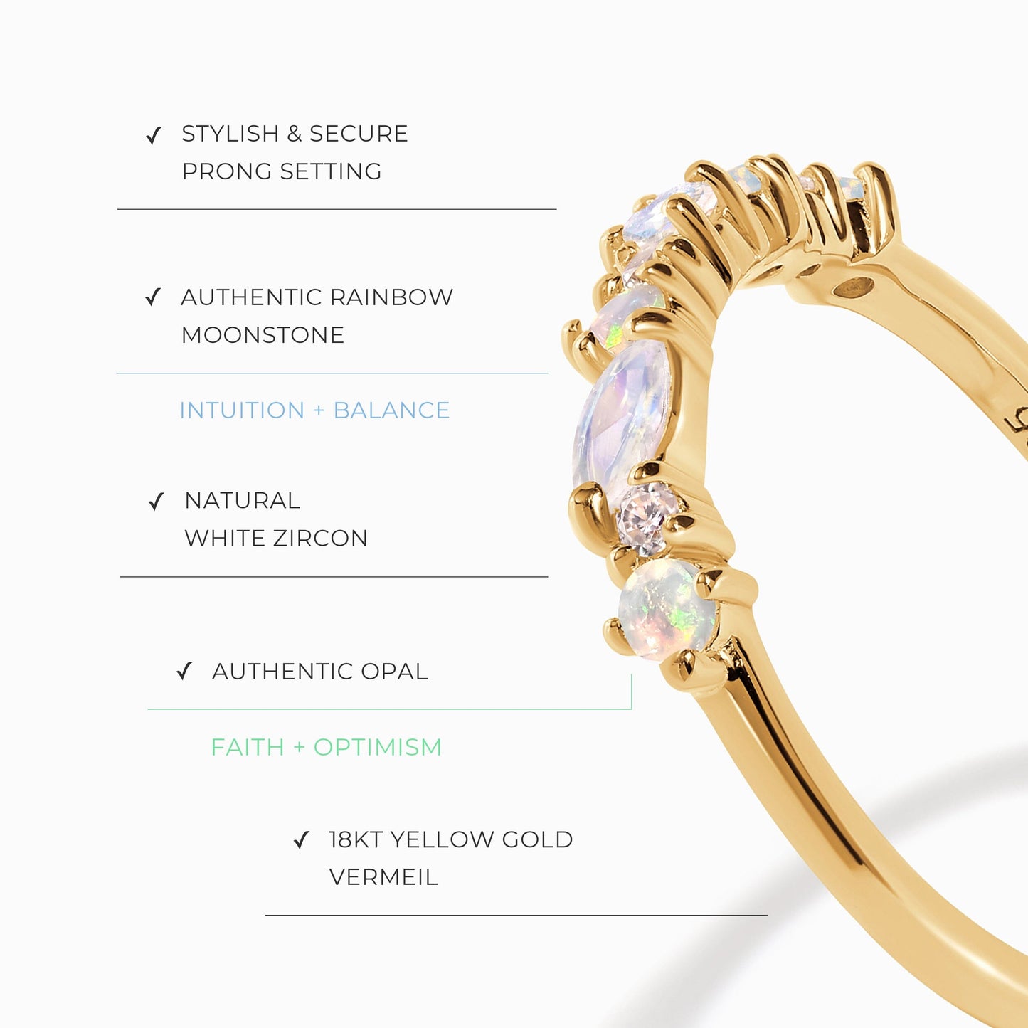 Bague Opale Pierre de Lune - Grace