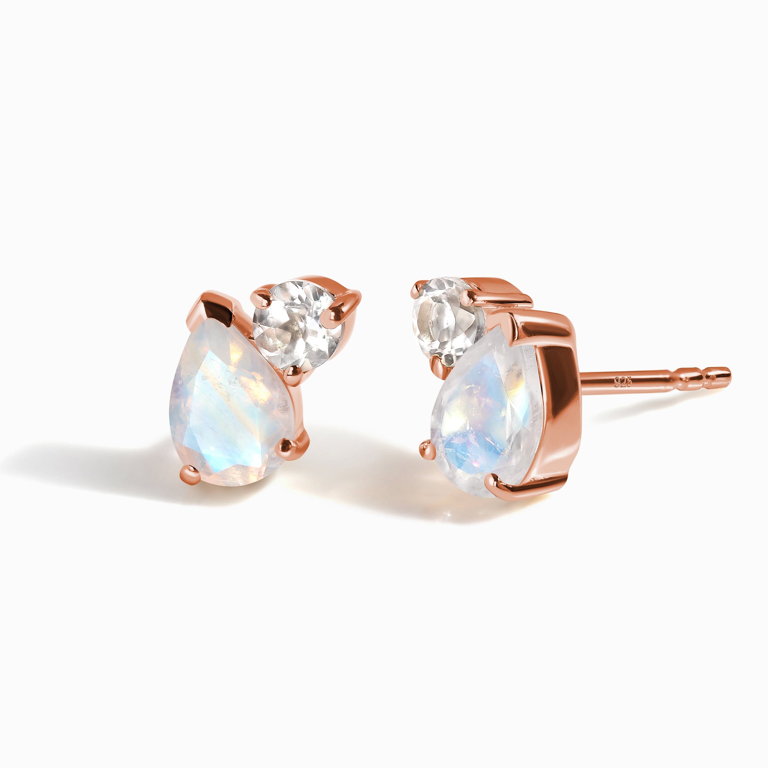 Moonstone White Topaz Studs - Toi Et Moi