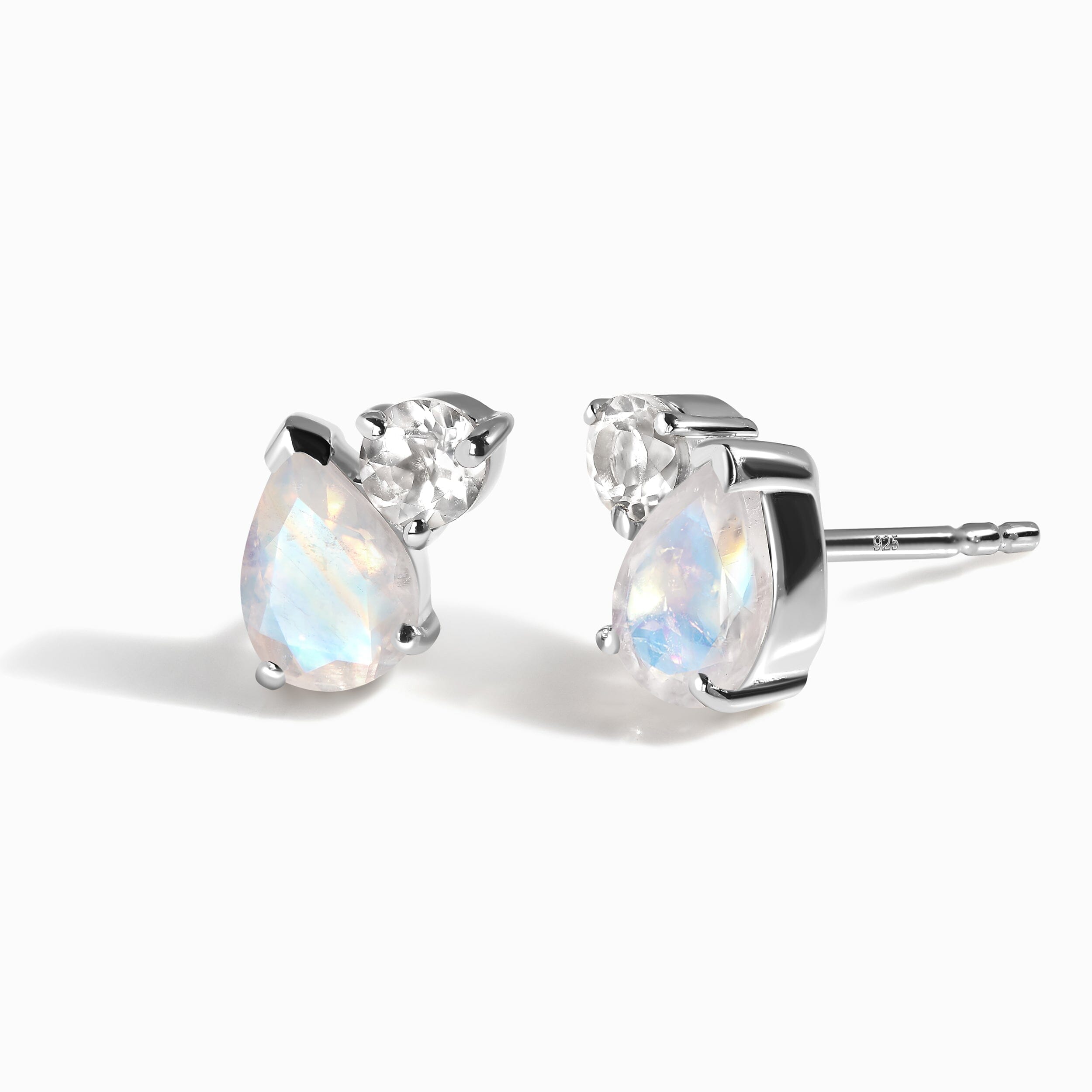 Moonstone White Topaz Studs - Toi Et Moi