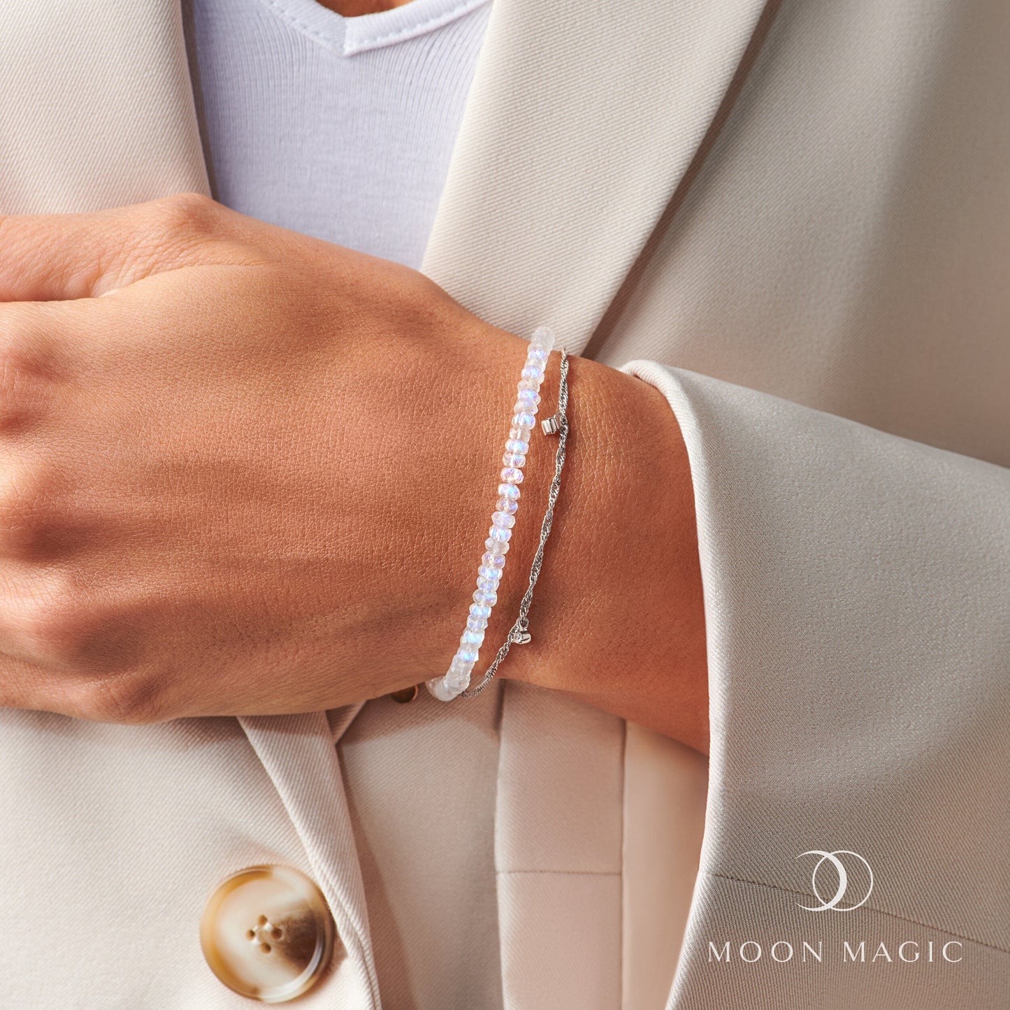 Bracelet en pierre de lune - Bracelet à perles superposées