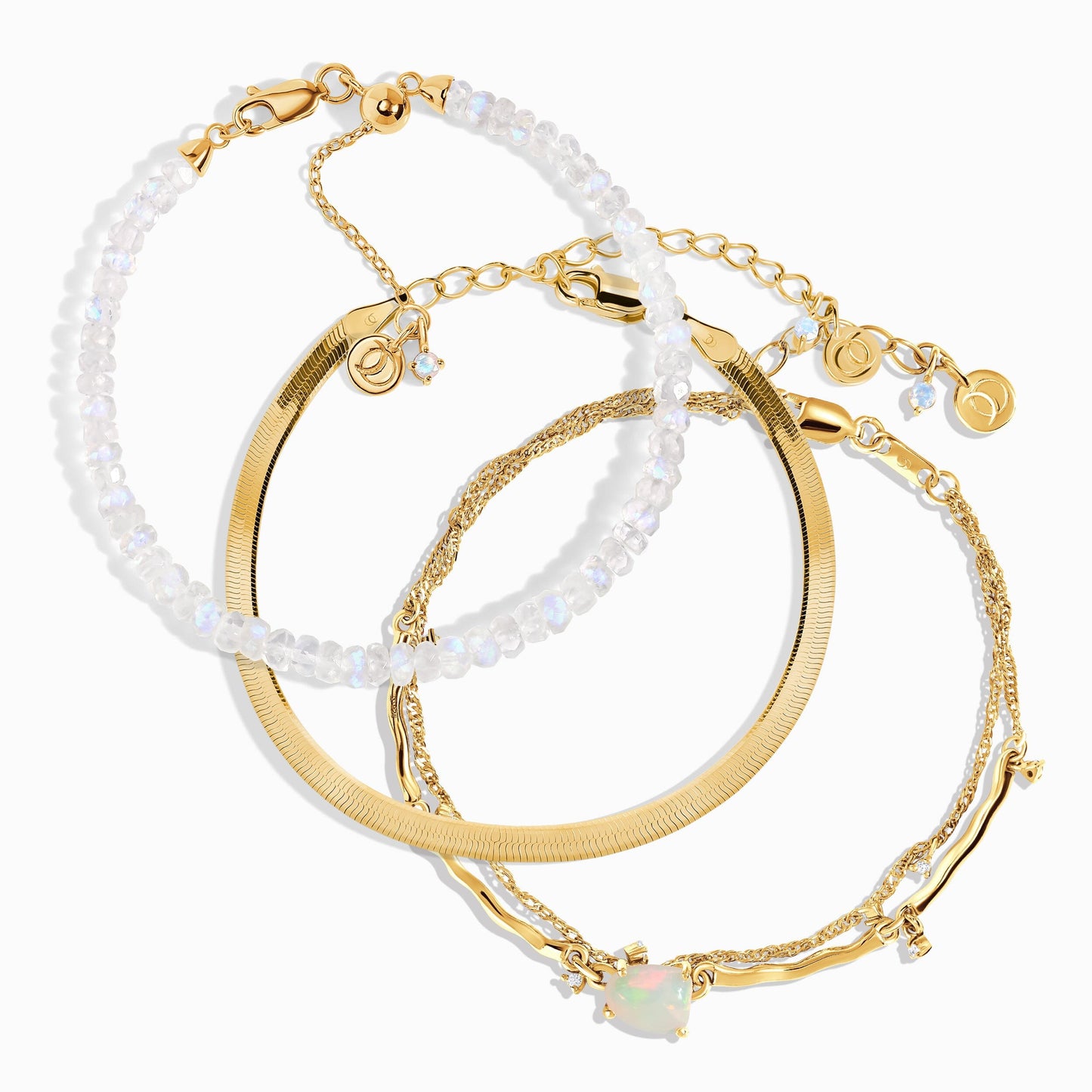 Bracelet empilable en pierre de lune et opale - Énergie positive