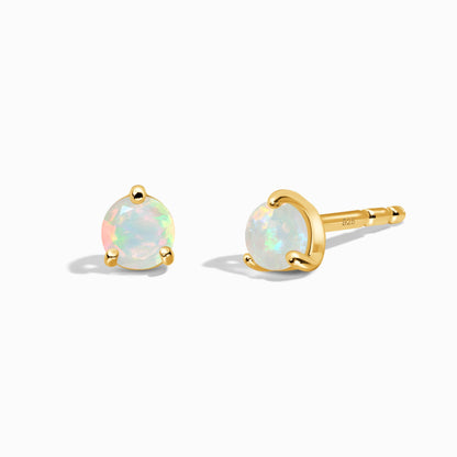Boucles d'oreilles rondes en opale - Pierre de naissance d'octobre