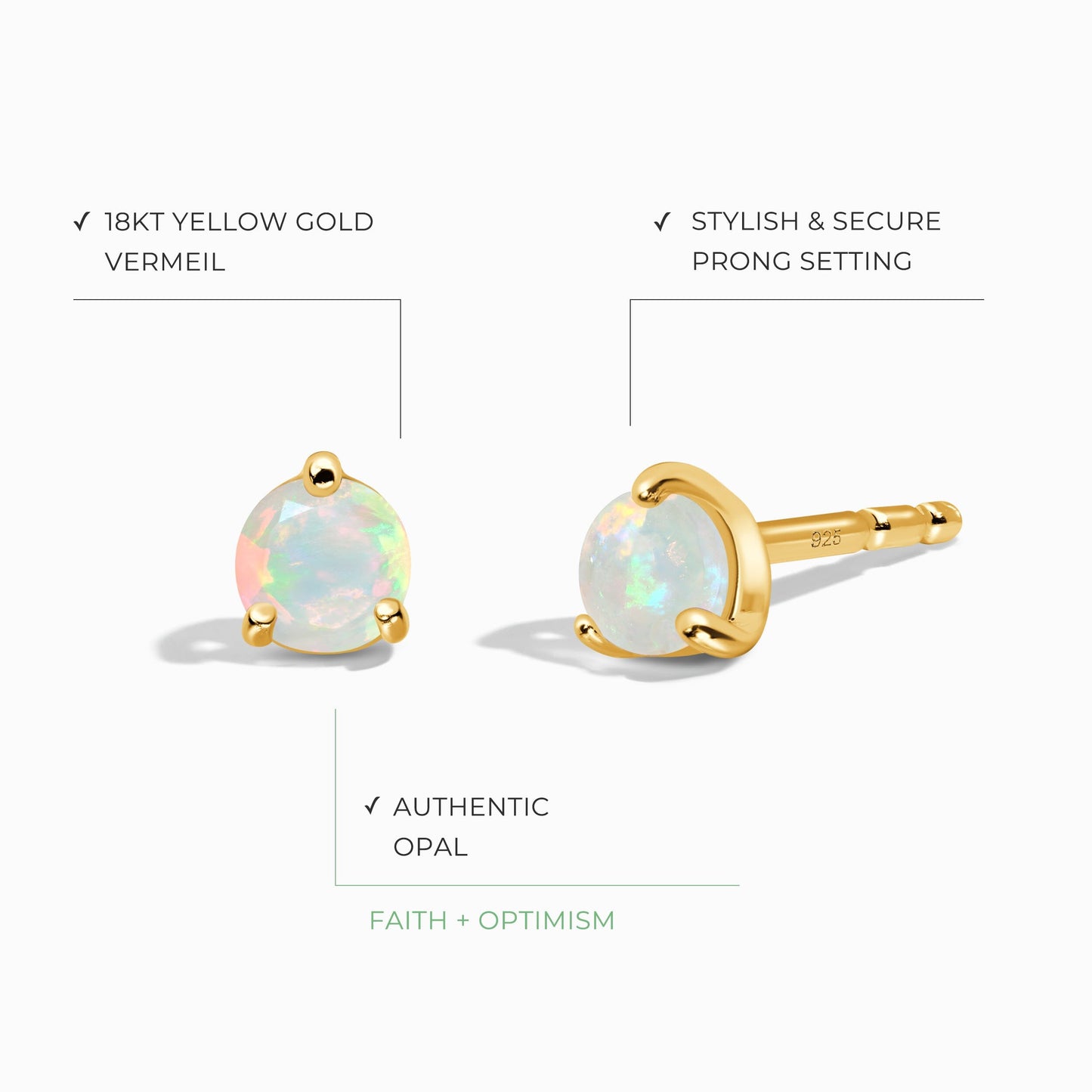 Boucles d'oreilles rondes en opale - Pierre de naissance d'octobre