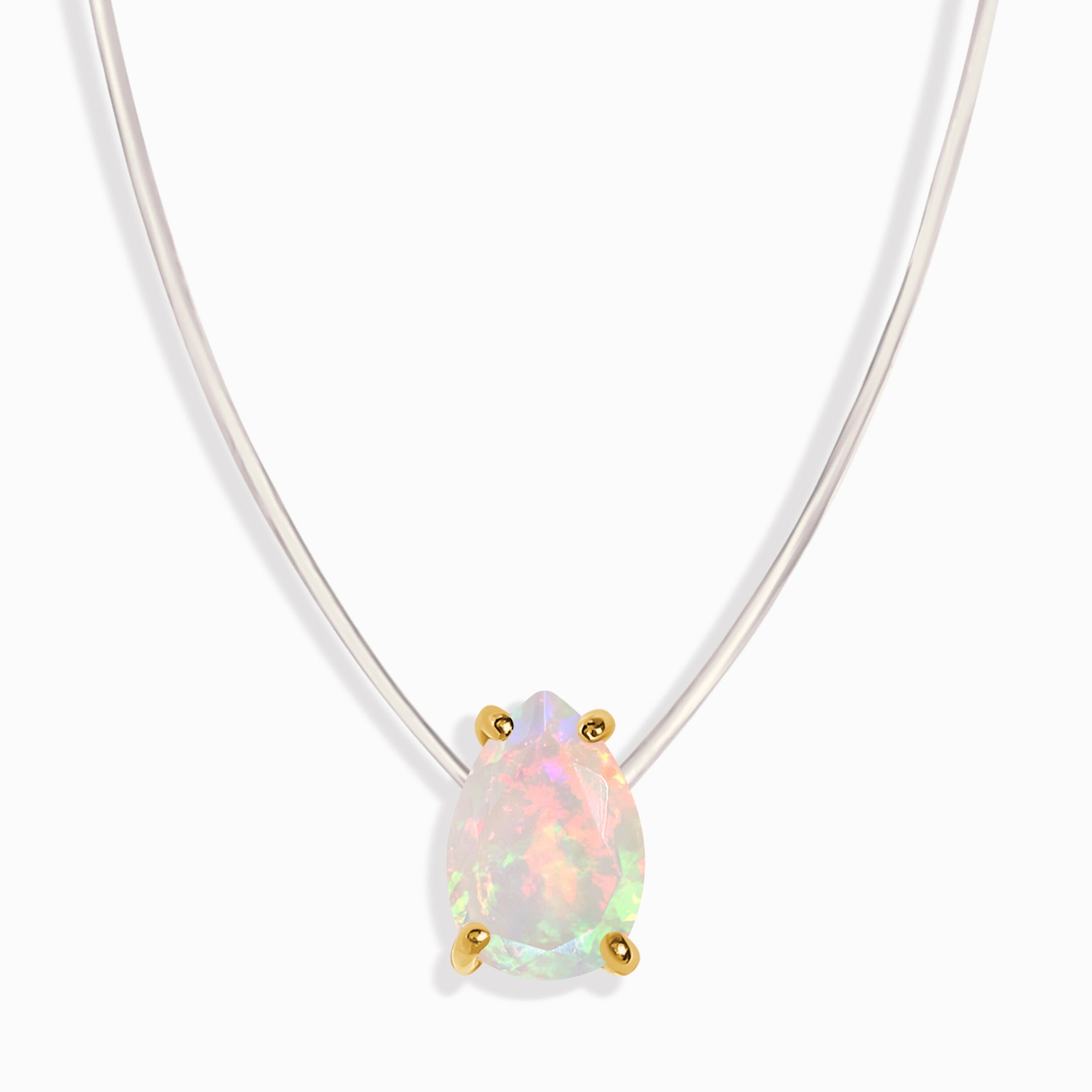 Opal Necklace Floating Sway - October Birthstone