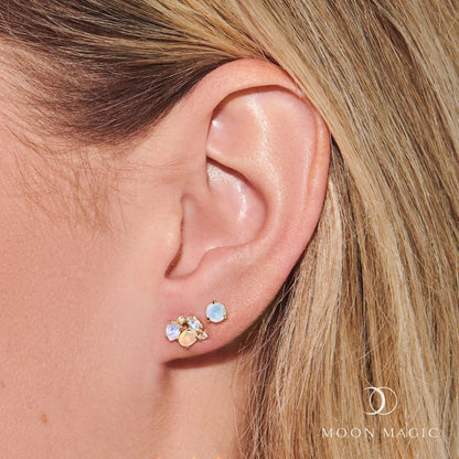 Ensemble de boucles d'oreilles créoles en pierre de lune et opale - Positive Aura
