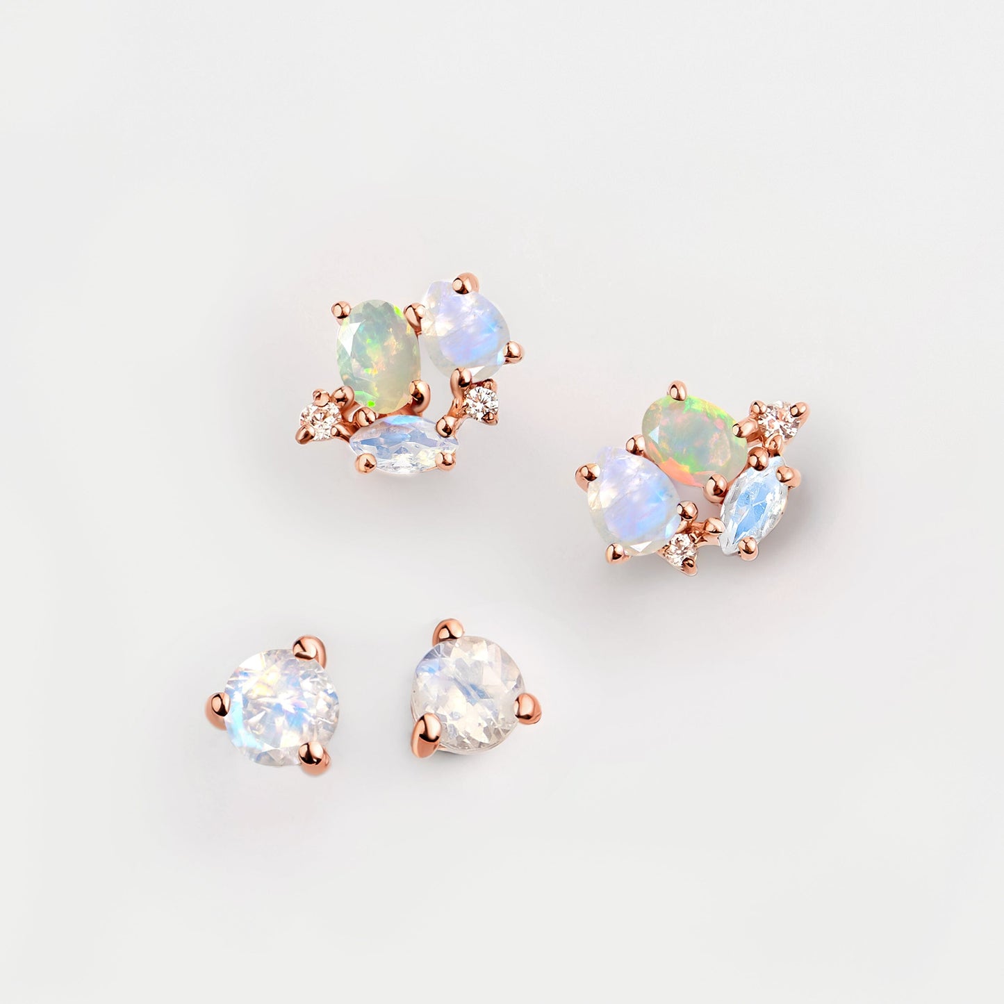 Ensemble de boucles d'oreilles créoles en pierre de lune et opale - Positive Aura