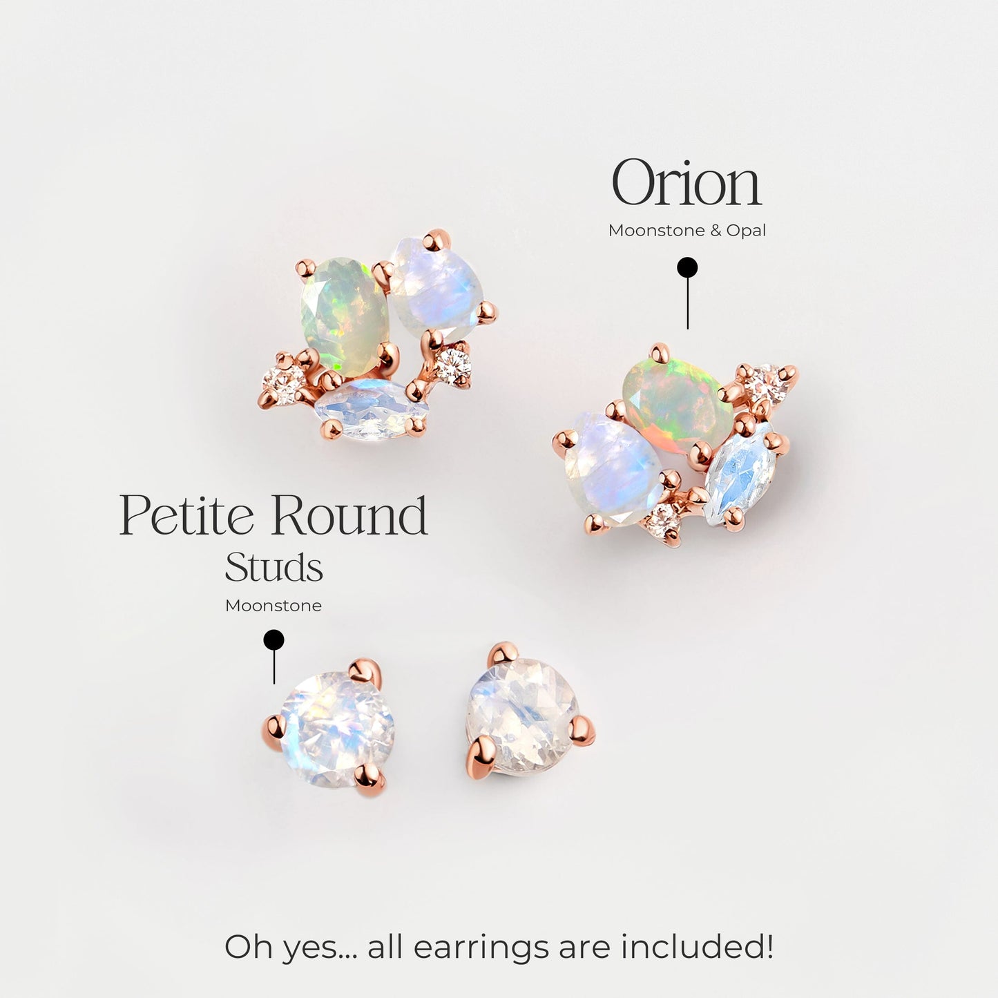 Ensemble de boucles d'oreilles créoles en pierre de lune et opale - Positive Aura