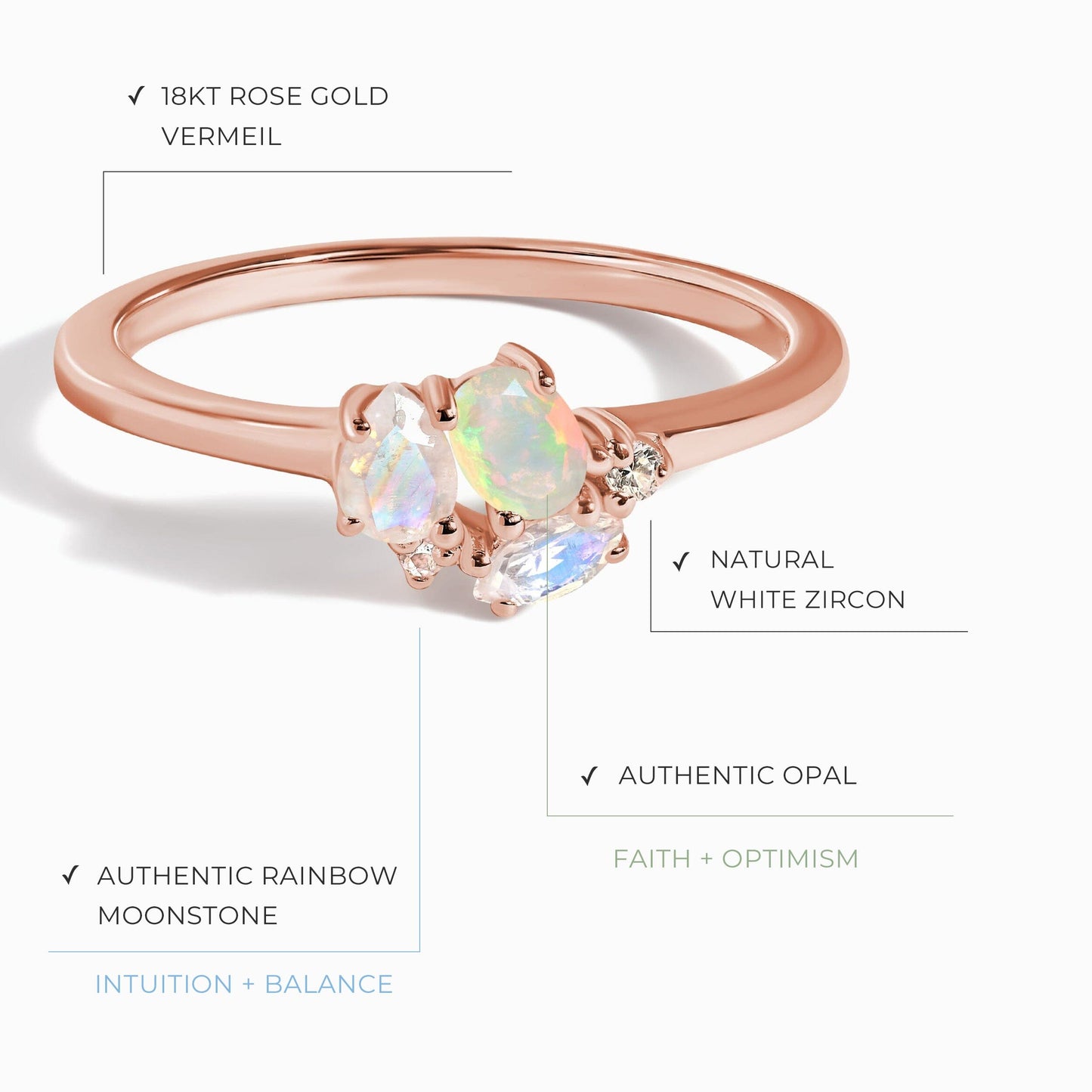 Bague Opale Pierre de Lune - Orion